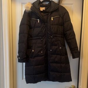 Michael Kors Black Puffer Jacket with Fur Hood